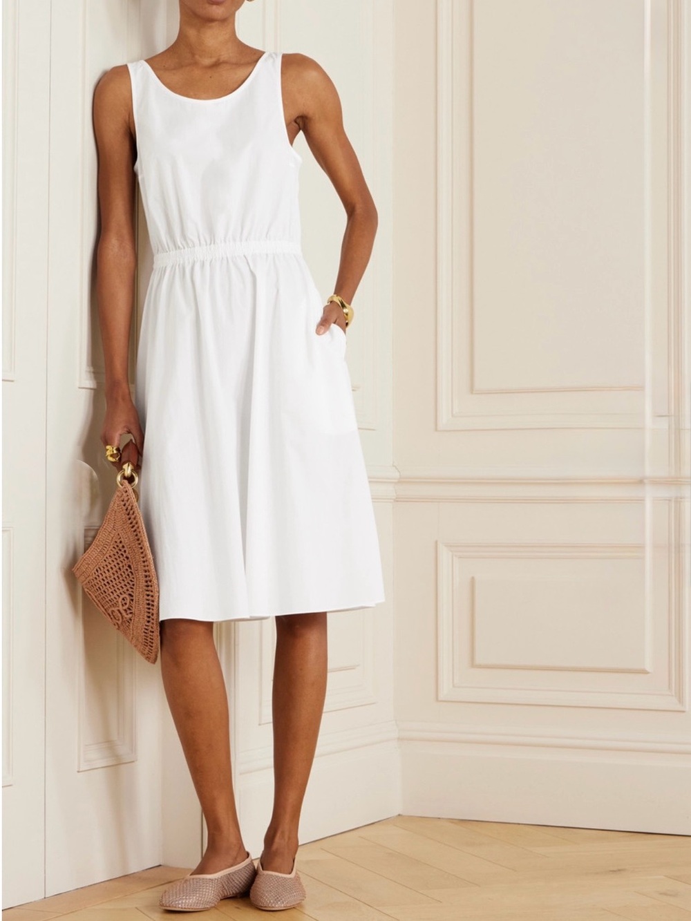 Matteau Sleeveless White Organic Poplin Dress size 2